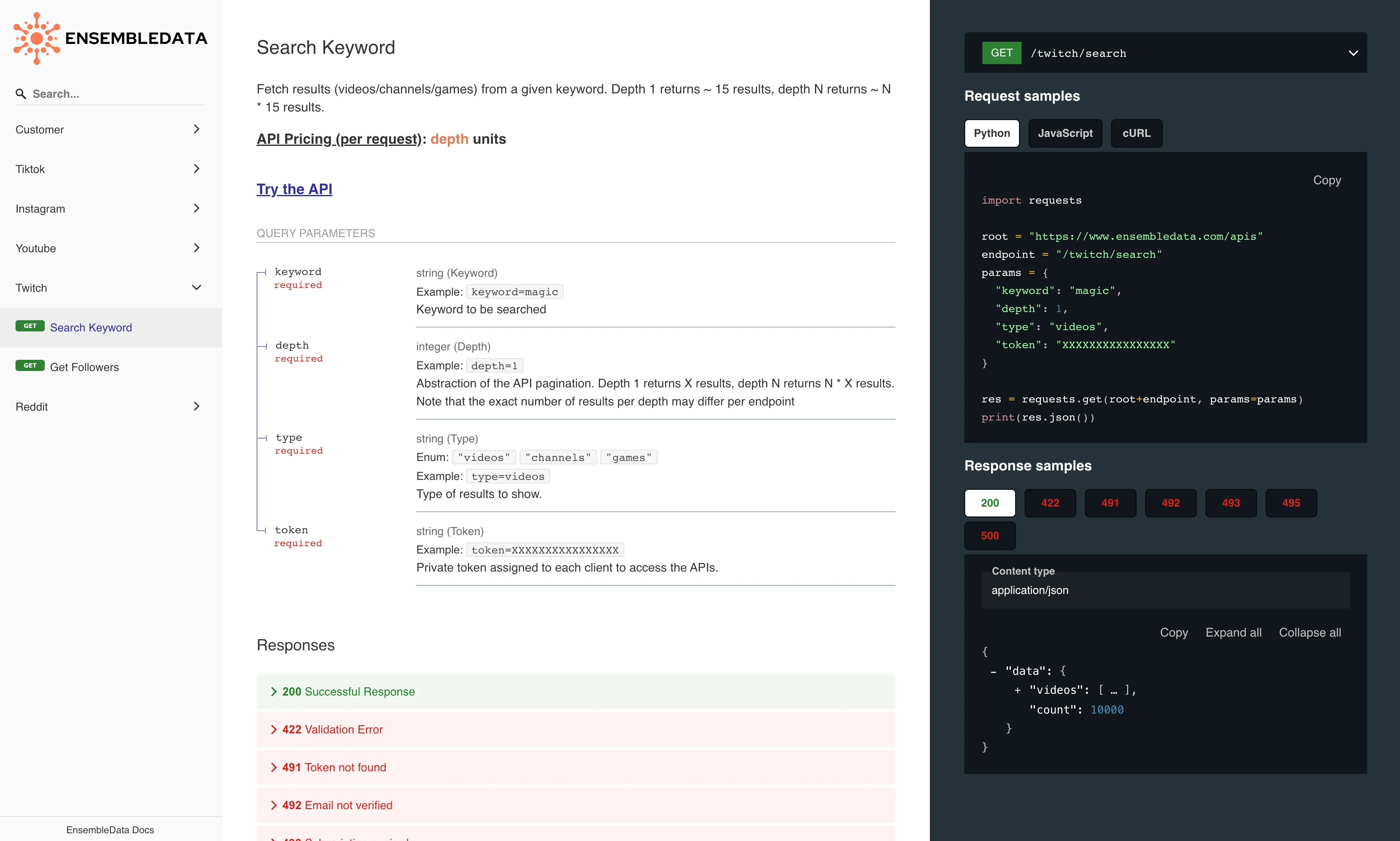 EnsembleData Twitch API Documentation