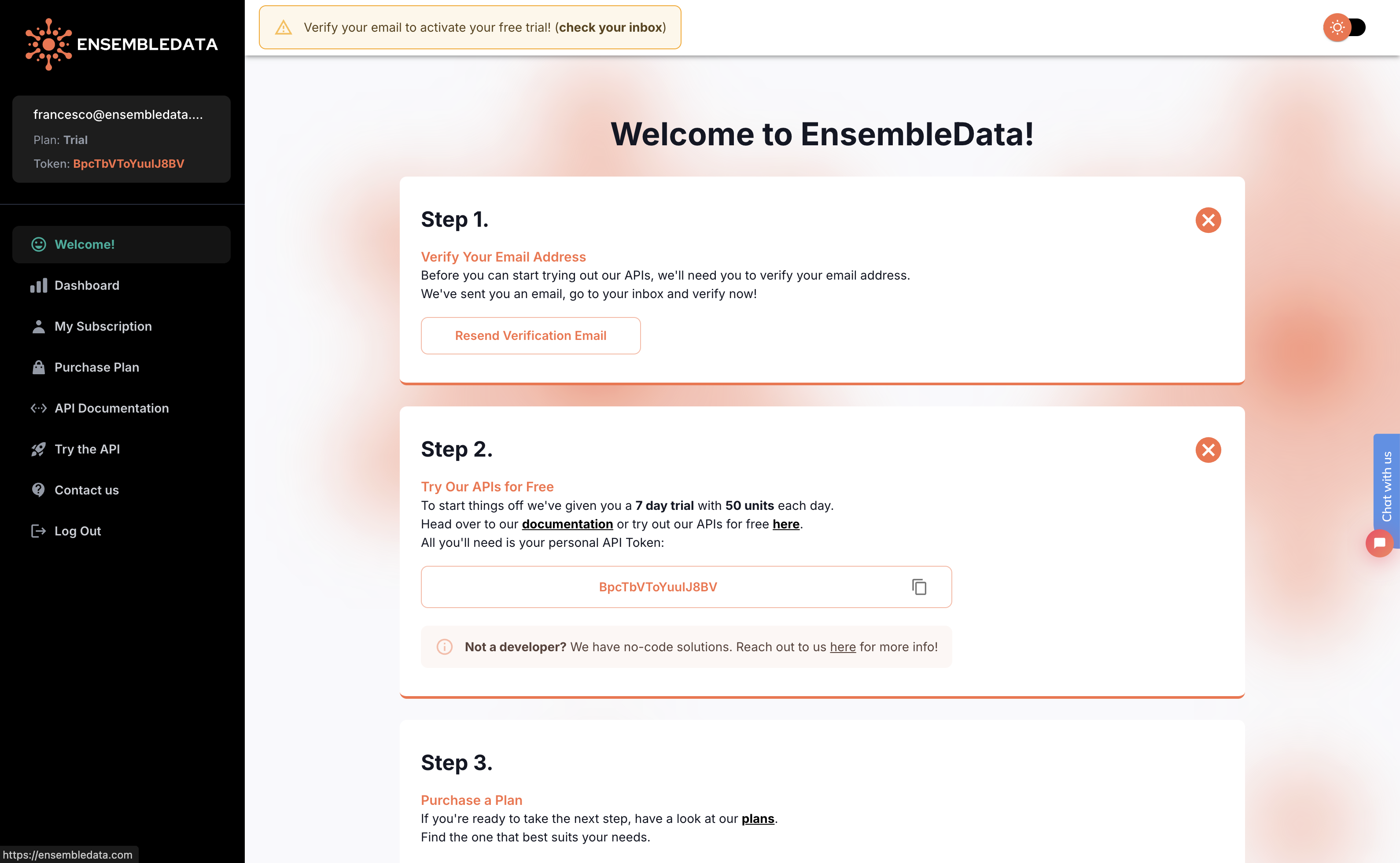 EnsembleData dashboard